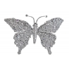 A shimmering silver butterfly embellished with sparkling crystals.