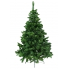 A lush green artificial Christmas tree with a sturdy metal base, ready for decoration.