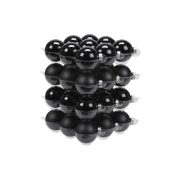 Een stapel van glanzende zwarte bollen in een geometrisch patroon, met metalen bevestigingen.