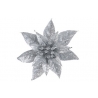A shimmering silver flower with glittery petals radiating elegance and sparkle.
