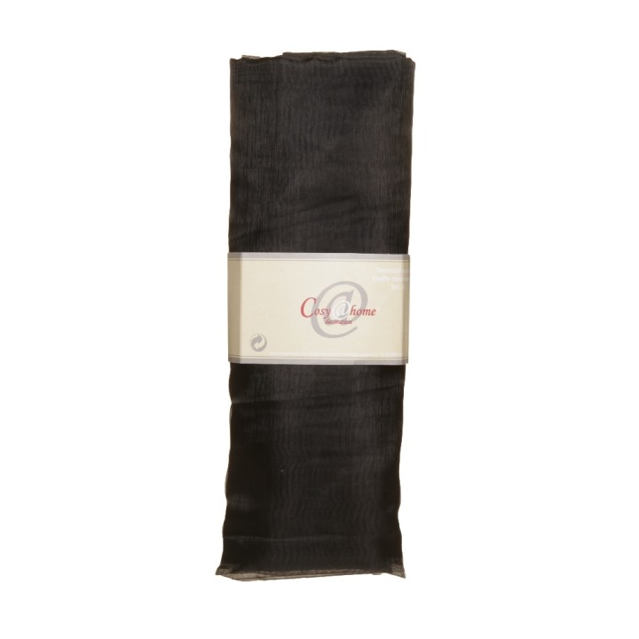 Zwart, soepel stofdoek verpakt met een witte label en rode tekst.
