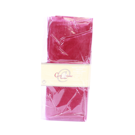 Two plush, deep pink blankets wrapped in clear plastic with a neutral label.