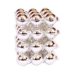 A geometric arrangement of shiny silver spheres stacked in a grid pattern.
