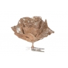 A sparkling brown rose made of textured material, attached to a clear clip.