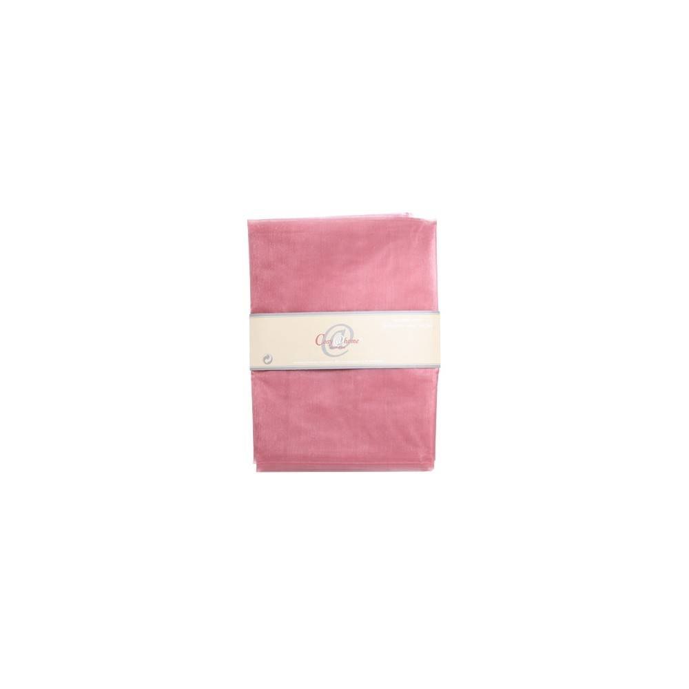 Soft pink fabric neatly folded, wrapped with a simple label in a neutral tone.