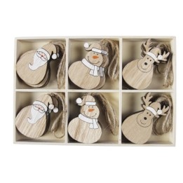 Houten kerstdecoraties in verschillende vormen: sneeuwman, rendier en kerstman. Schattig en feest...