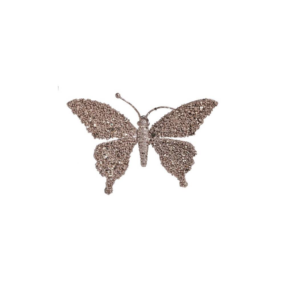 A shimmering silver butterfly adorned with sparkling crystals, showcasing intricate details.