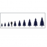 A scale comparison of various evergreen tree heights next to a human silhouette.