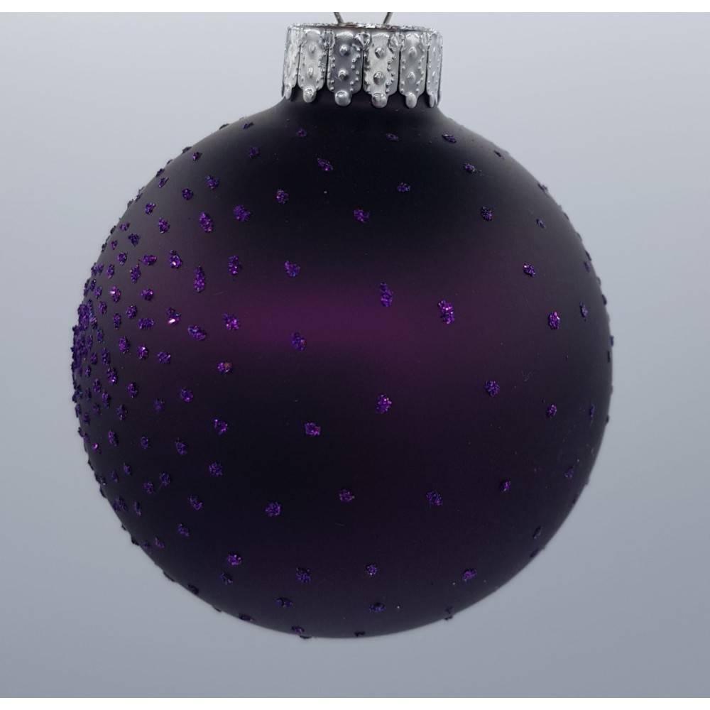 A matte purple ornament adorned with sparkling purple gems and a silver cap.