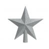 A shiny silver star with five pointed tips, sparkling with glitter.