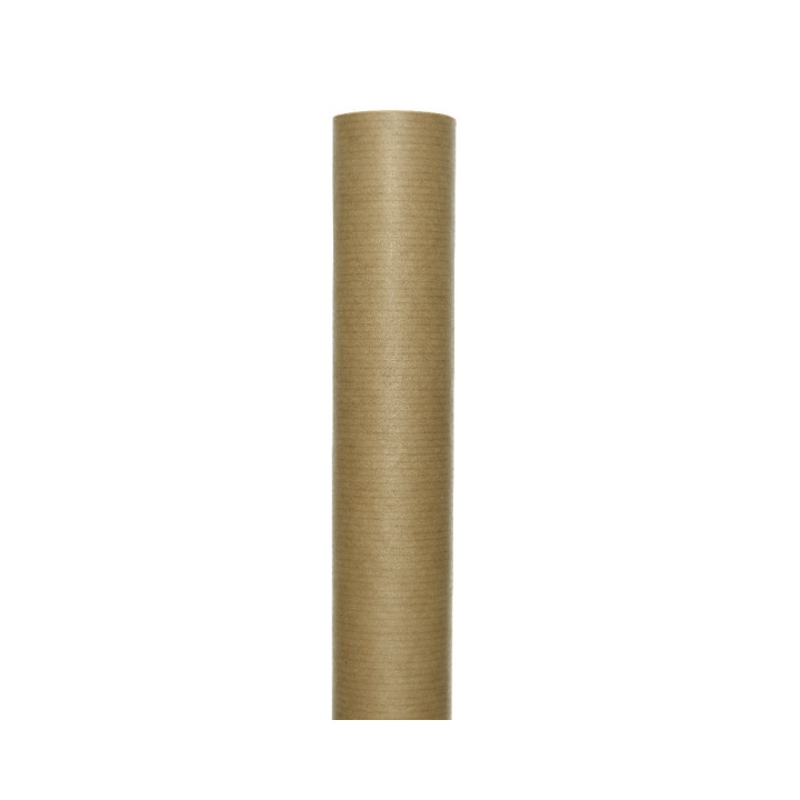 Een rol bruin kraftpapier met een stevige, gestructureerde textuur.