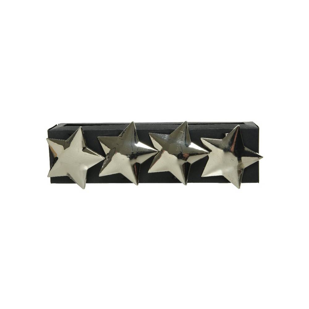 Shiny silver stars arranged on a sleek black rectangular base.