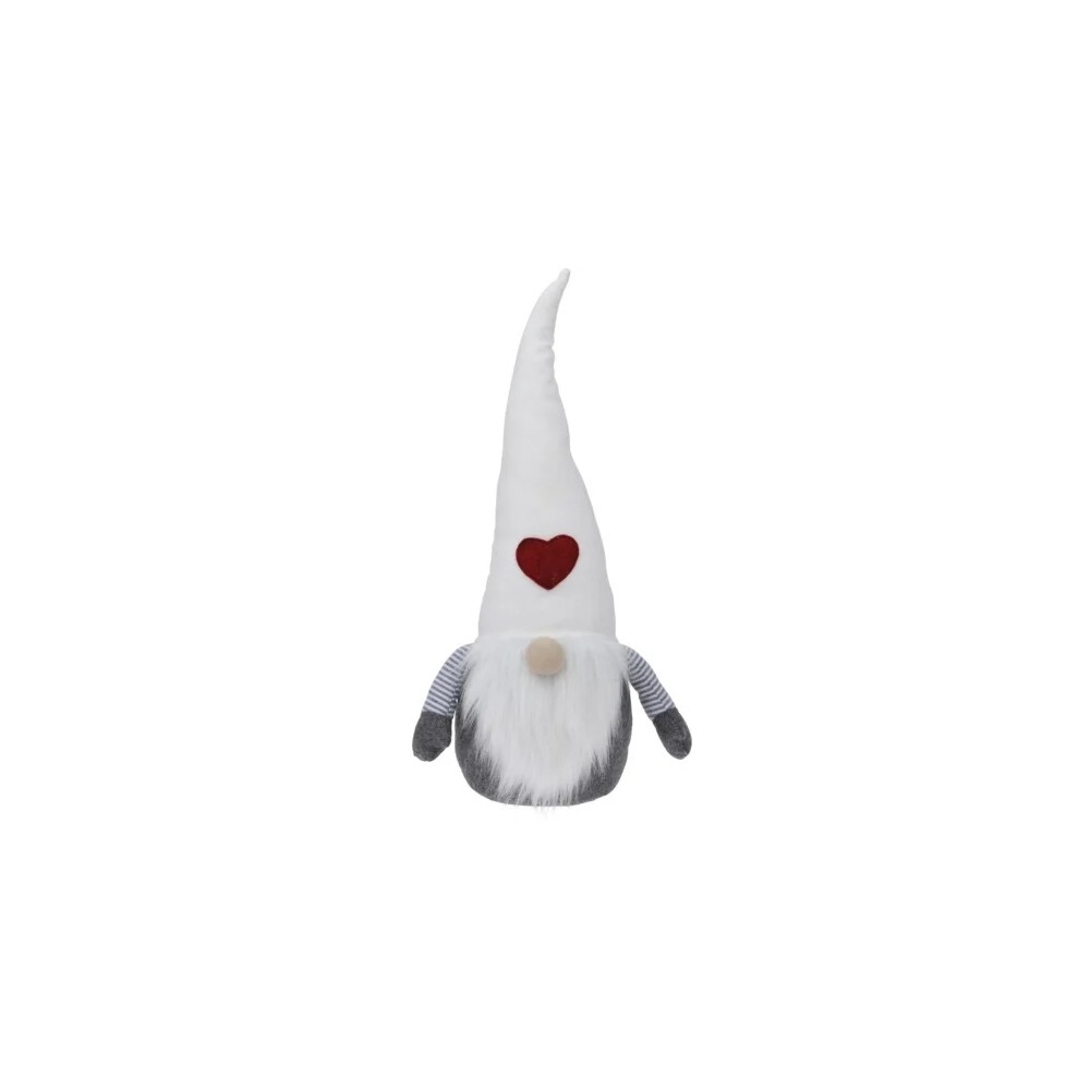 Schattige gnome met een lange, witte puntmuts en een hartje, zachte stoffen materialen.