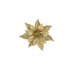 A sparkling gold flower with shimmering petals, radiating elegance and festive charm.