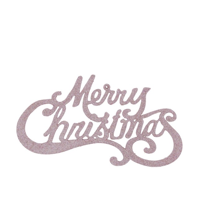 Glanzige, roze glittertekst in sierlijke letters met de boodschap "Merry Christmas".