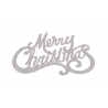 A shimmering silver "Merry Christmas" in an elegant, flowing script.