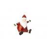 A cheerful, plump Santa Claus figure in red and white, with a jolly expression and waving hands.