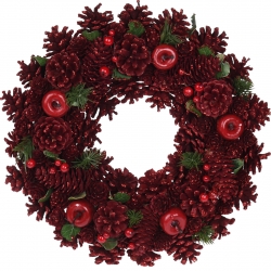 Red pinecone wreath 34cm