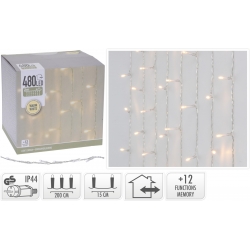 A box of warm white LED fairy lights with a decorative hanging design.