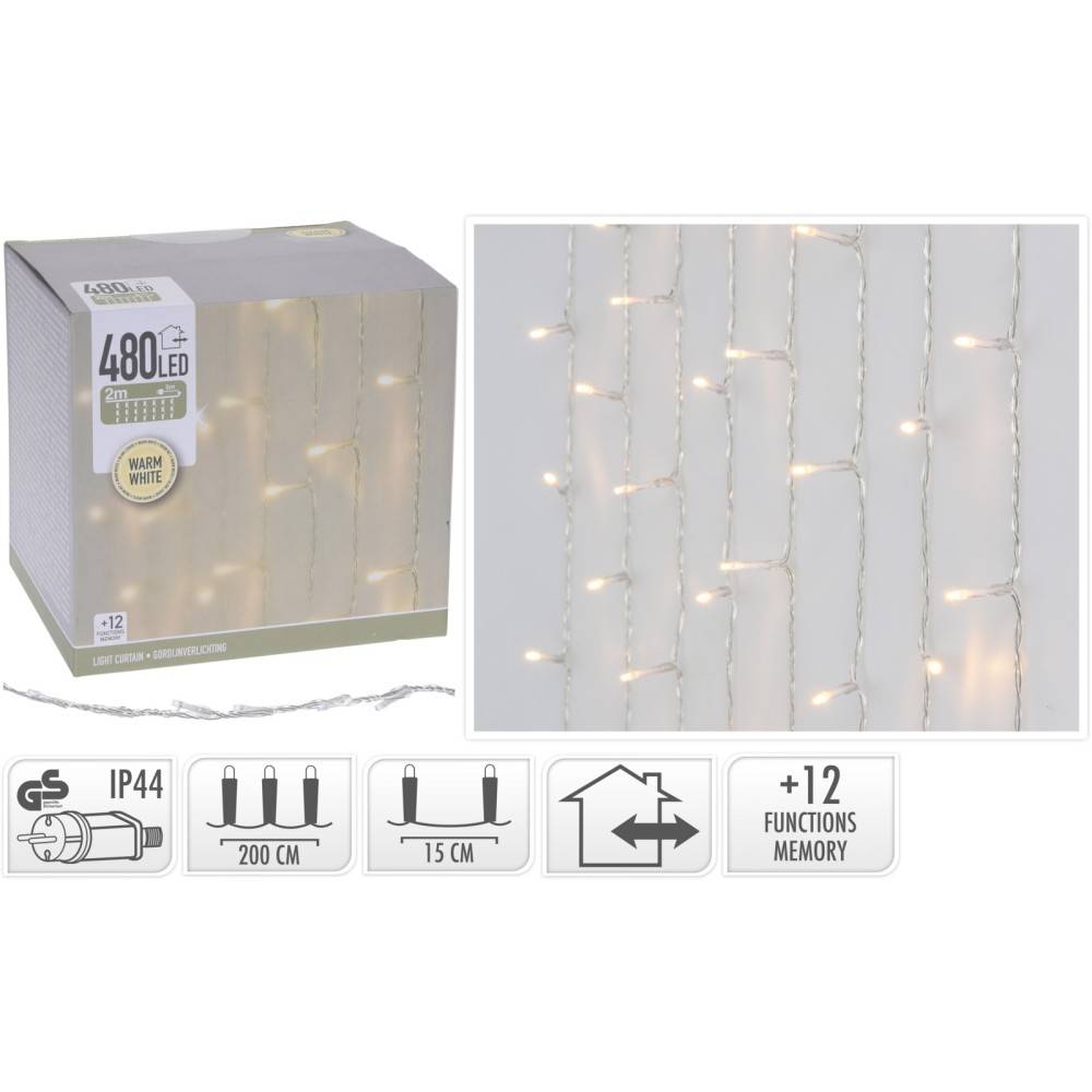 A box of warm white LED fairy lights with a decorative hanging design.