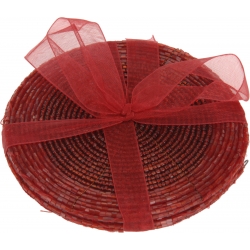 4 Red pearl coasters