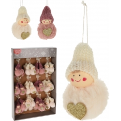 Snoezige hangdecoraties met schattige gezichtjes en glitterhartjes in zachte pasteltinten.