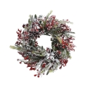 Besneeuwde kunstkrans en bessen 40cm