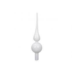 Een elegante, witte decoratieve pin met een bol en een lange, smalle punt.