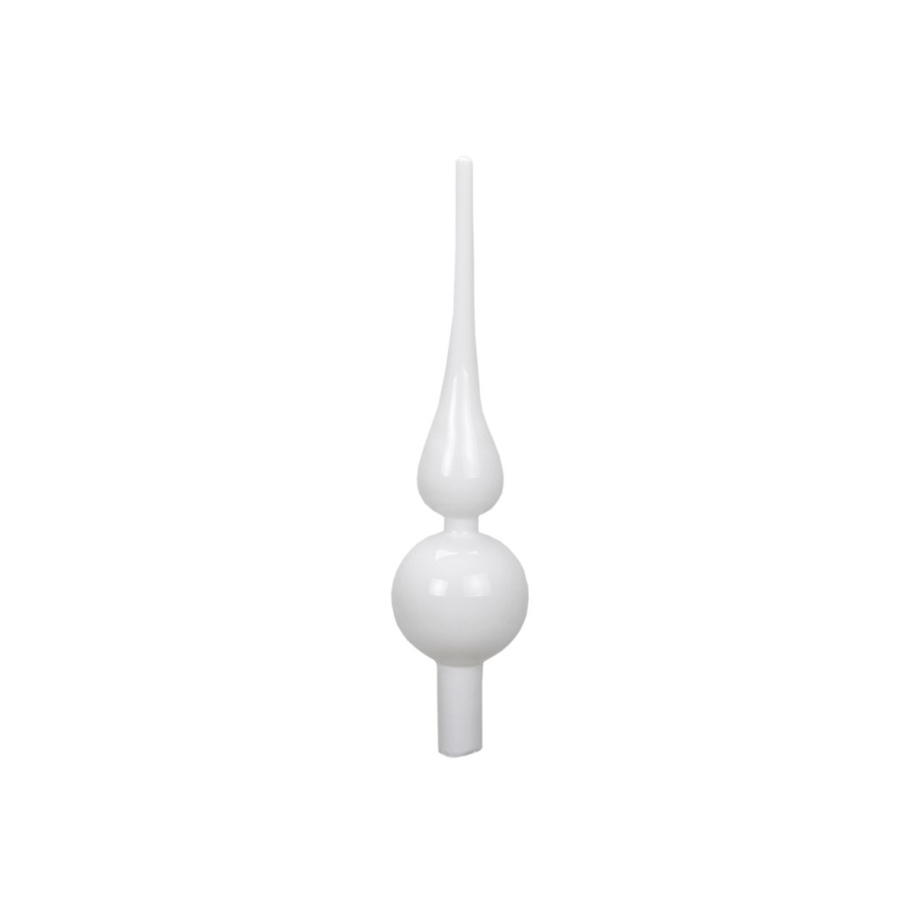 Een elegante, witte decoratieve pin met een bol en een lange, smalle punt.