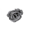 A glittering silver rose with intricate petals, exuding a shimmering elegance.