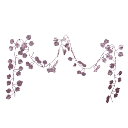 Delicate metallic vines adorned with shimmering leaves in shades of purple and pink.