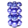 A tower of glossy purple spheres stacked in a geometric arrangement.