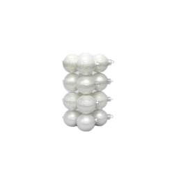 A stack of shiny, white decorative ornaments with a smooth, glossy finish.