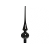 A sleek black ornament featuring a rounded base and a long, pointed top.