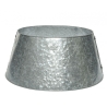 A shiny, hammered silver metal bowl with a wide, flared shape.