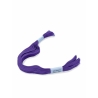A vibrant purple strand of embroidery floss with a light blue label.