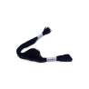 A single strand of dark black embroidery floss, neatly twisted with a label.