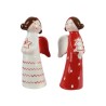 Twee schattige engeltjes in rood en wit, met vrolijke details en een speelse uitstraling.