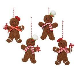 Vrolijke, bruingekleurde peperkoekmannetjes met kleurrijke accessoires en snoepjes.