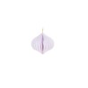 A delicate lavender paper ornament with soft pleats and a golden string for hanging.