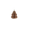 A brown, pleated paper ornament shaped like a Christmas tree.