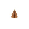 A textured, layered paper ornament shaped like a pine tree in warm brown tones.