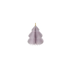 A delicate paper ornament shaped like a tree, featuring soft lavender petals.