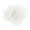 Delicate white lace flower with a central design, shimmering subtly.