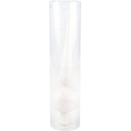 A sleek, transparent cylinder encases a shimmering white spiral shape inside.