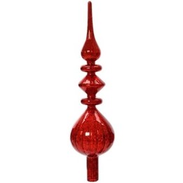 Diep rode, glazen ornament met elegante, ovale en spitse vormen, een decoratieve uitstraling.