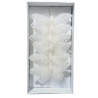 A delicate arrangement of white butterflies with shimmering accents in a sleek box.