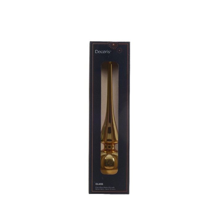 Gouden decoratieve kaarsenhouder in een zwarte verpakking met stijlvolle, moderne uitstraling.