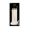 Four elegant white LED candles on a sleek white base, softly glowing with flickering flames.