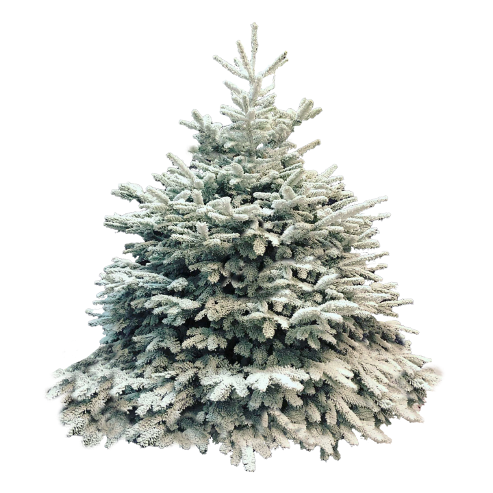 Een groene, kunstmatige kerstboom met een sneeuwachtige uitstraling en volle takken.